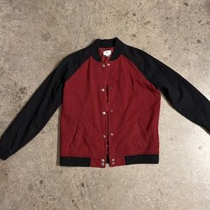 Maroon and Black Bomber Jacket, Size M